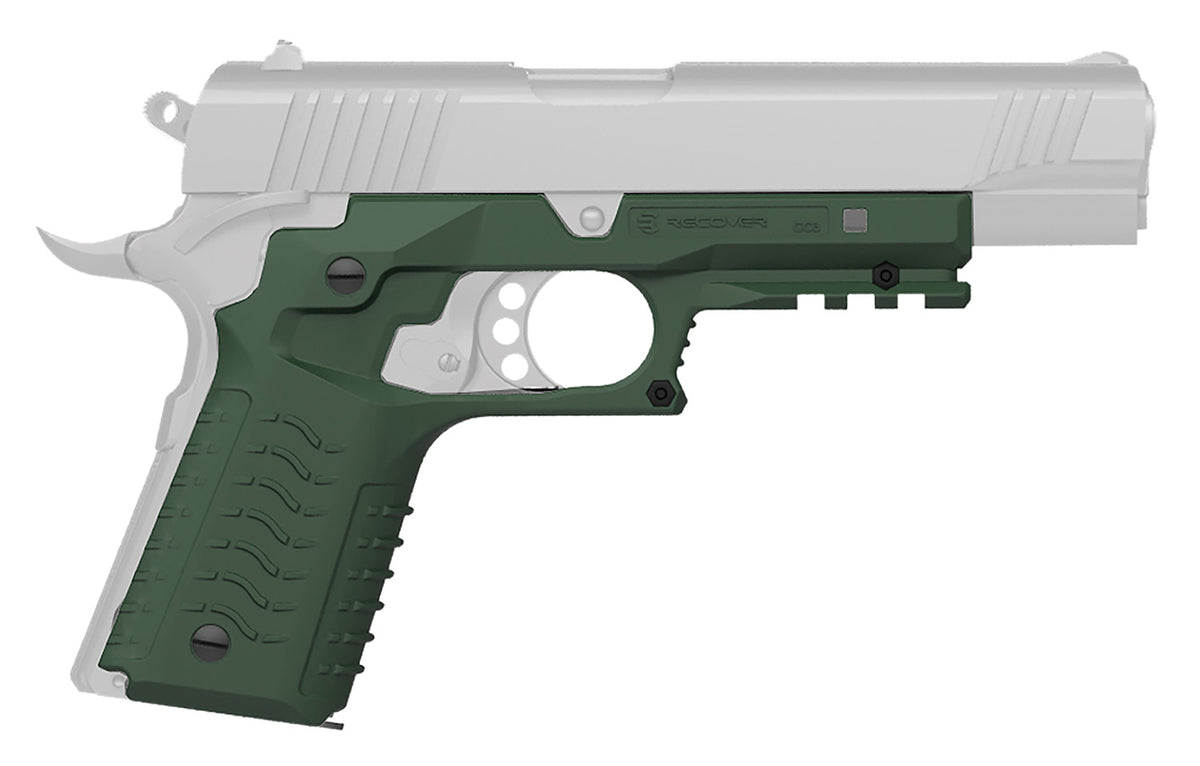 Recover Tactical CC3H03 Standard Frame 1911 OD Green Polymer Grip and Rail System