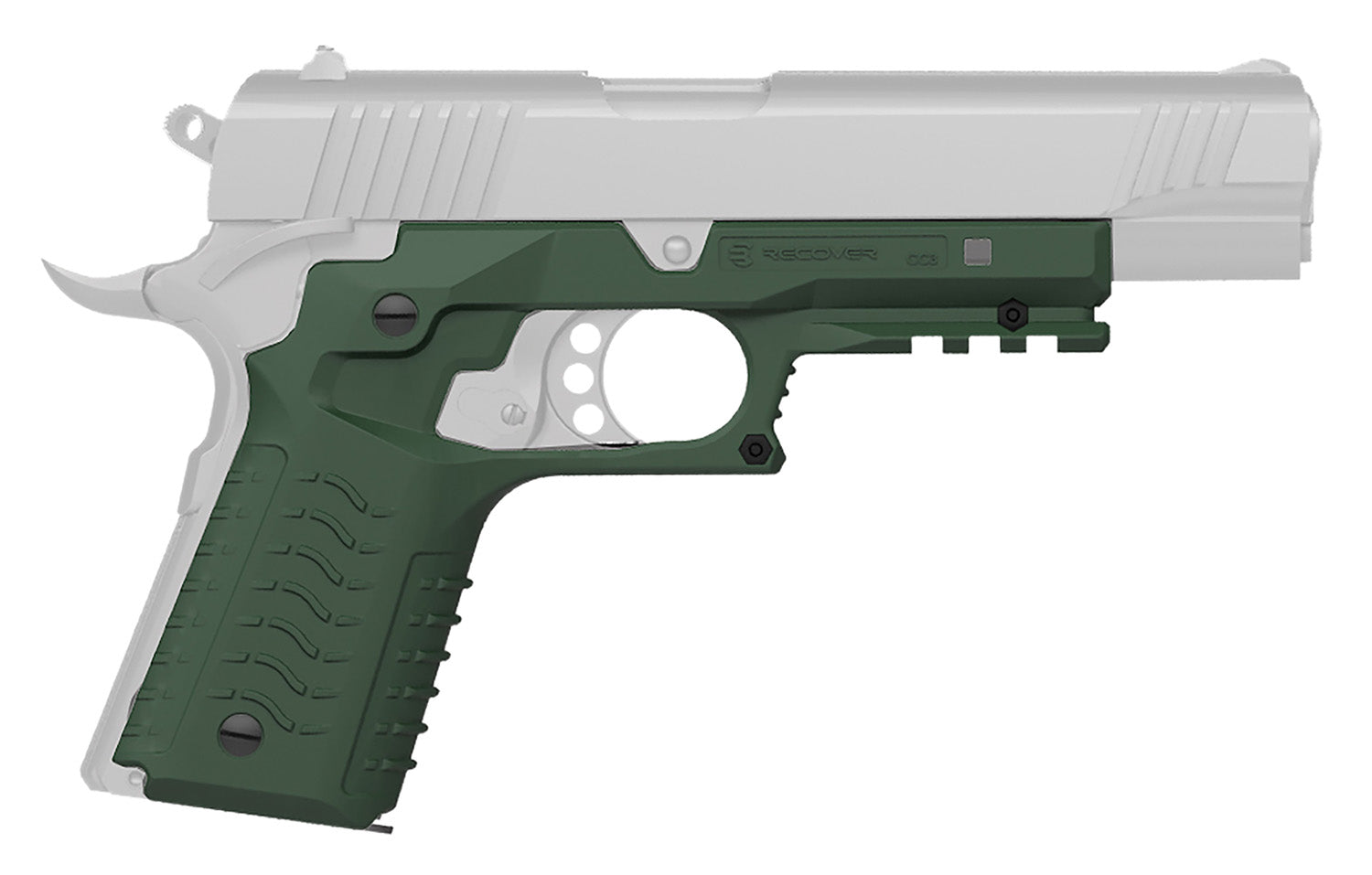 Recover Tactical CC3H03 Standard Frame 1911 OD Green Polymer Grip and Rail System