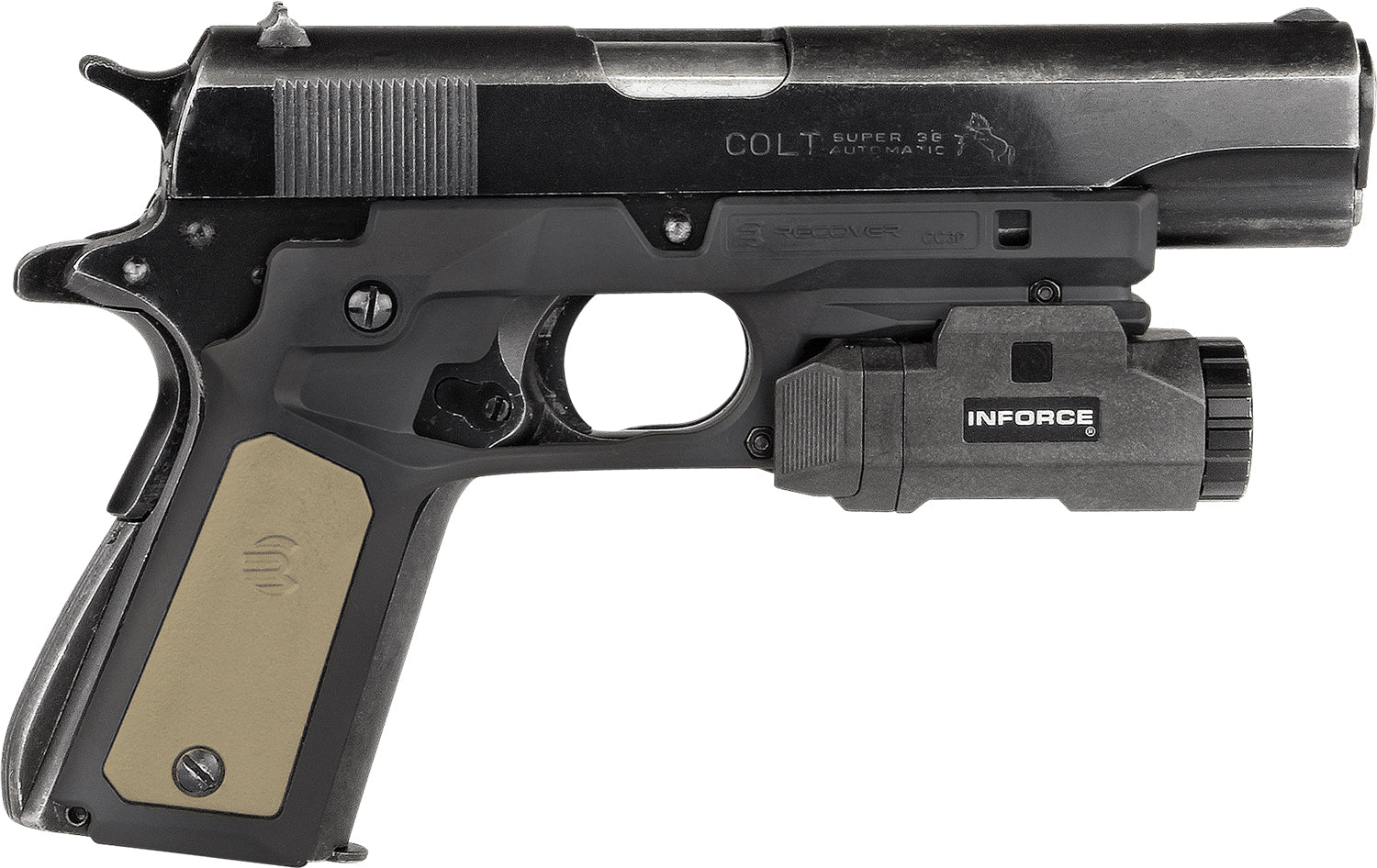 Recover Tactical CC3P0102 Standard Frame 1911 Grip System Black Polymer w/ Black/Tan Panels