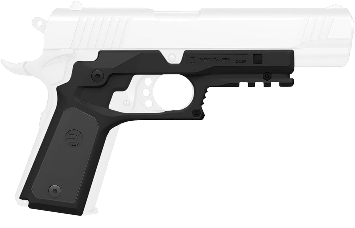 Recover Tactical CC3P0104 Standard Frame 1911 Grip System Black Polymer w/ Black/Gray Panels