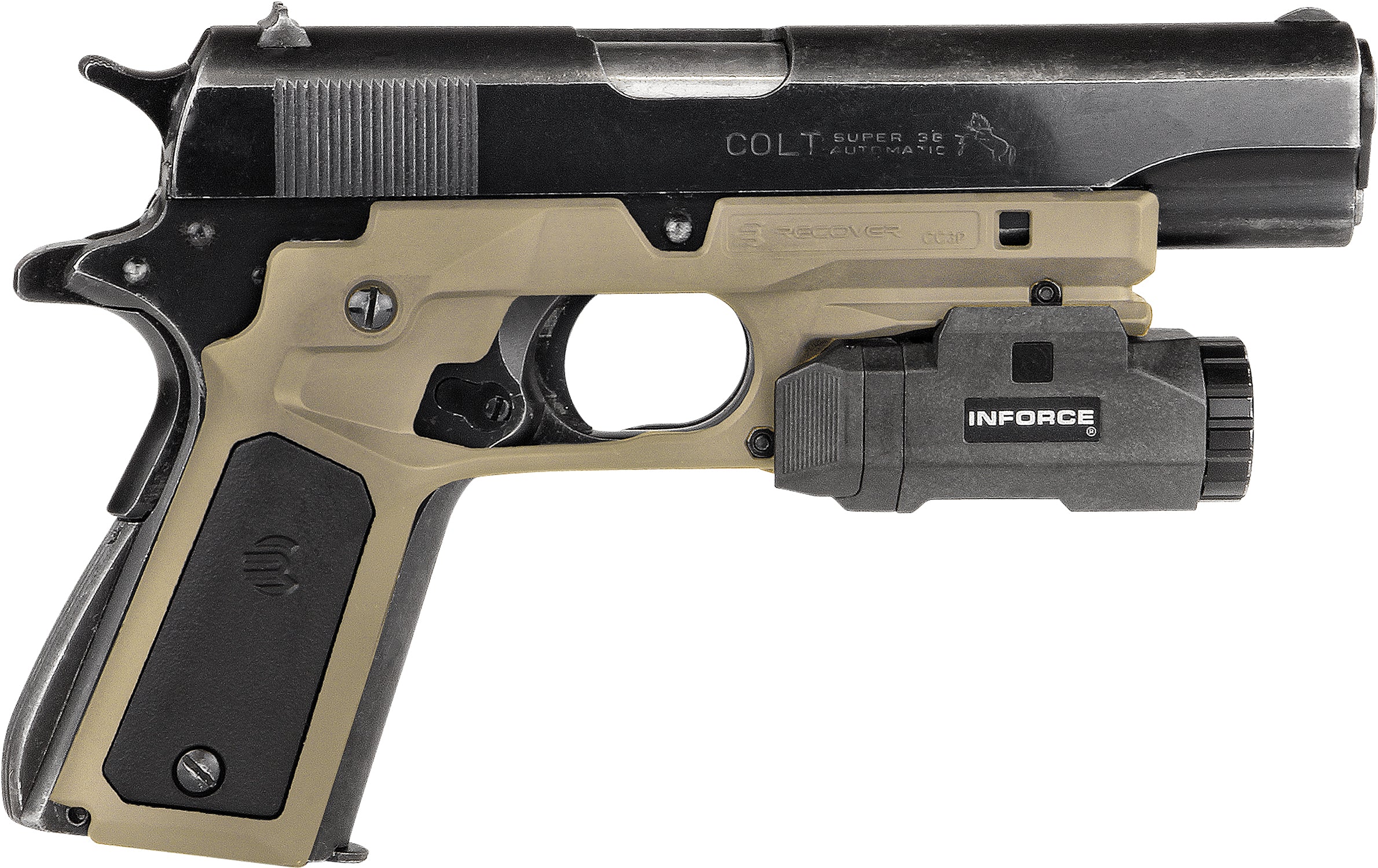 Recover Tactical CC3P0201 Standard Frame 1911 Grip System Tan Polymer w/ Black/Tan Panels