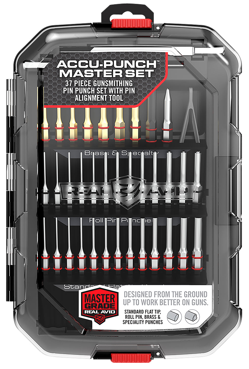 Real Avid Accu-Punch Master Punch Set Black 37 Pieces for Universal Firearm Use