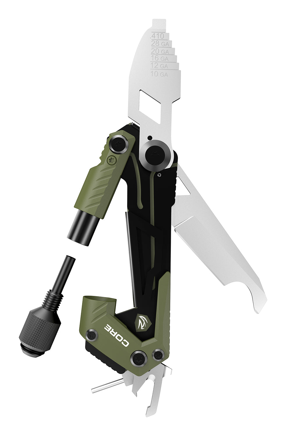 Real Avid Core Shotgun Carry Tool Olive Green/Black Stainless Steel Folding 1.50"