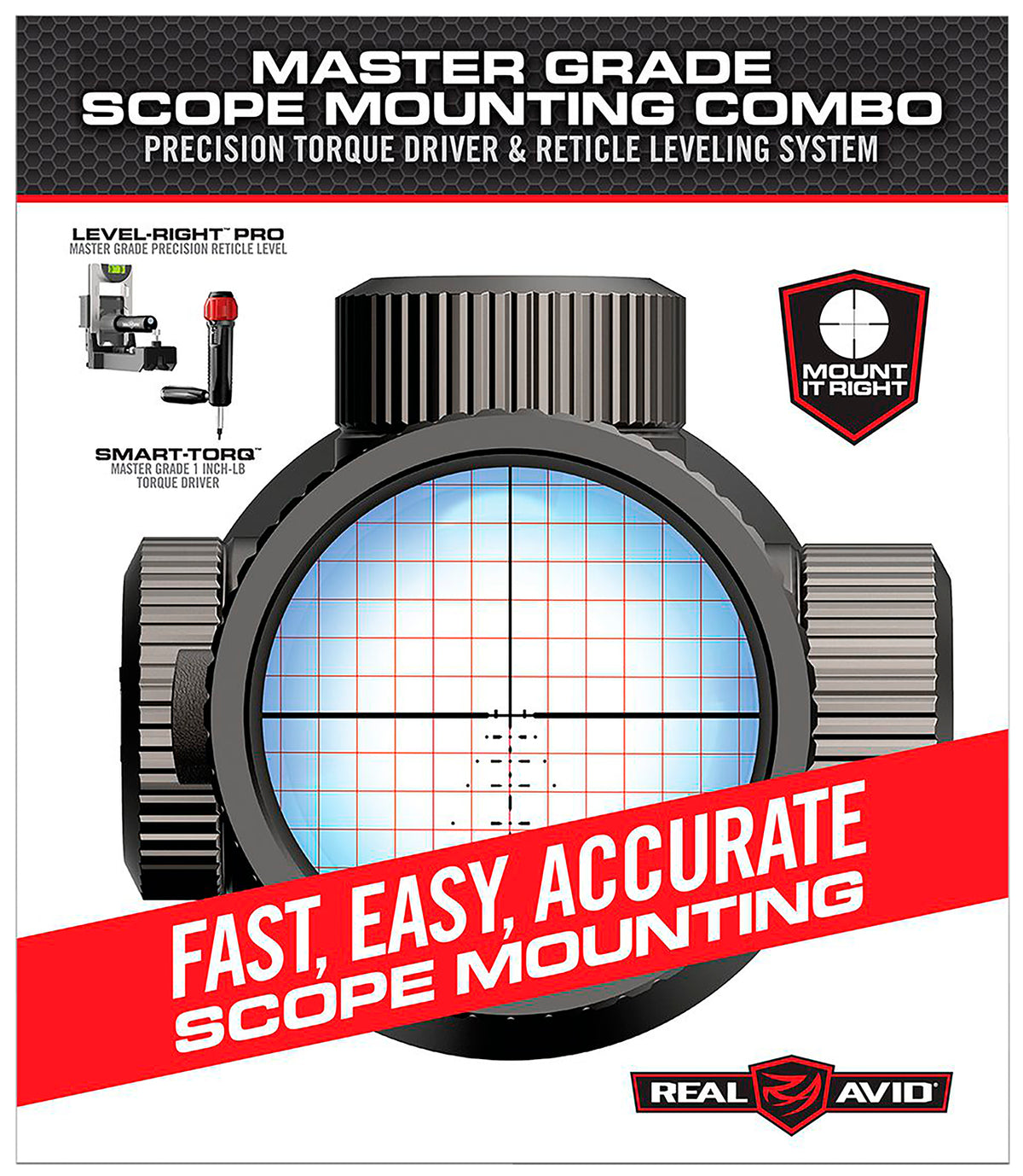 Real Avid AVMSMK Scope Mounting Combo Includes Precision Torque Driver and Reticle Level