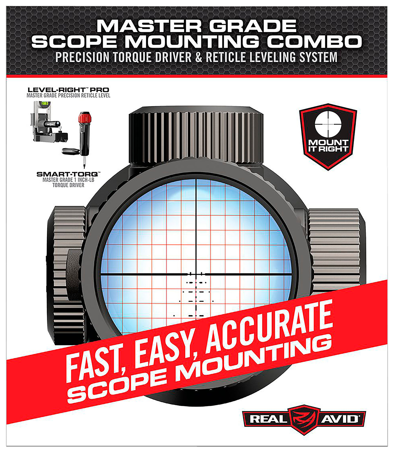 Real Avid AVMSMK Scope Mounting Combo Includes Precision Torque Driver and Reticle Level