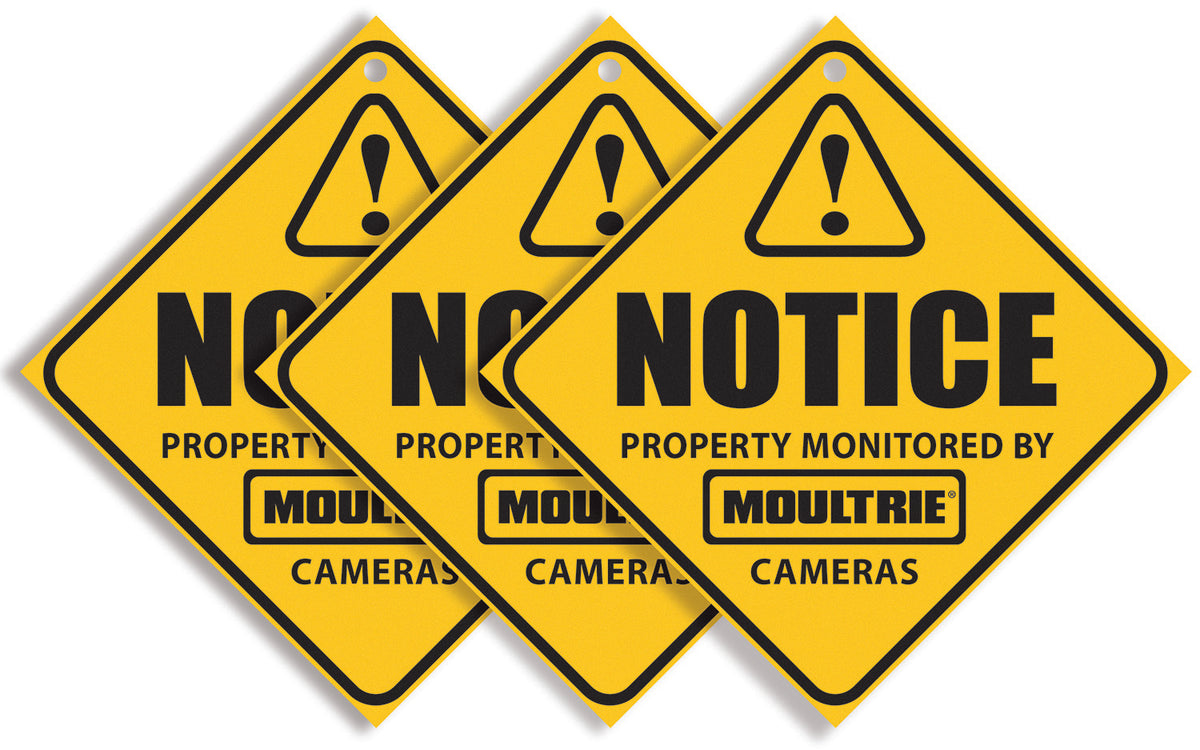 Moultrie MCA13133 Game Camera Warning Sign Yellow 3 Per Package
