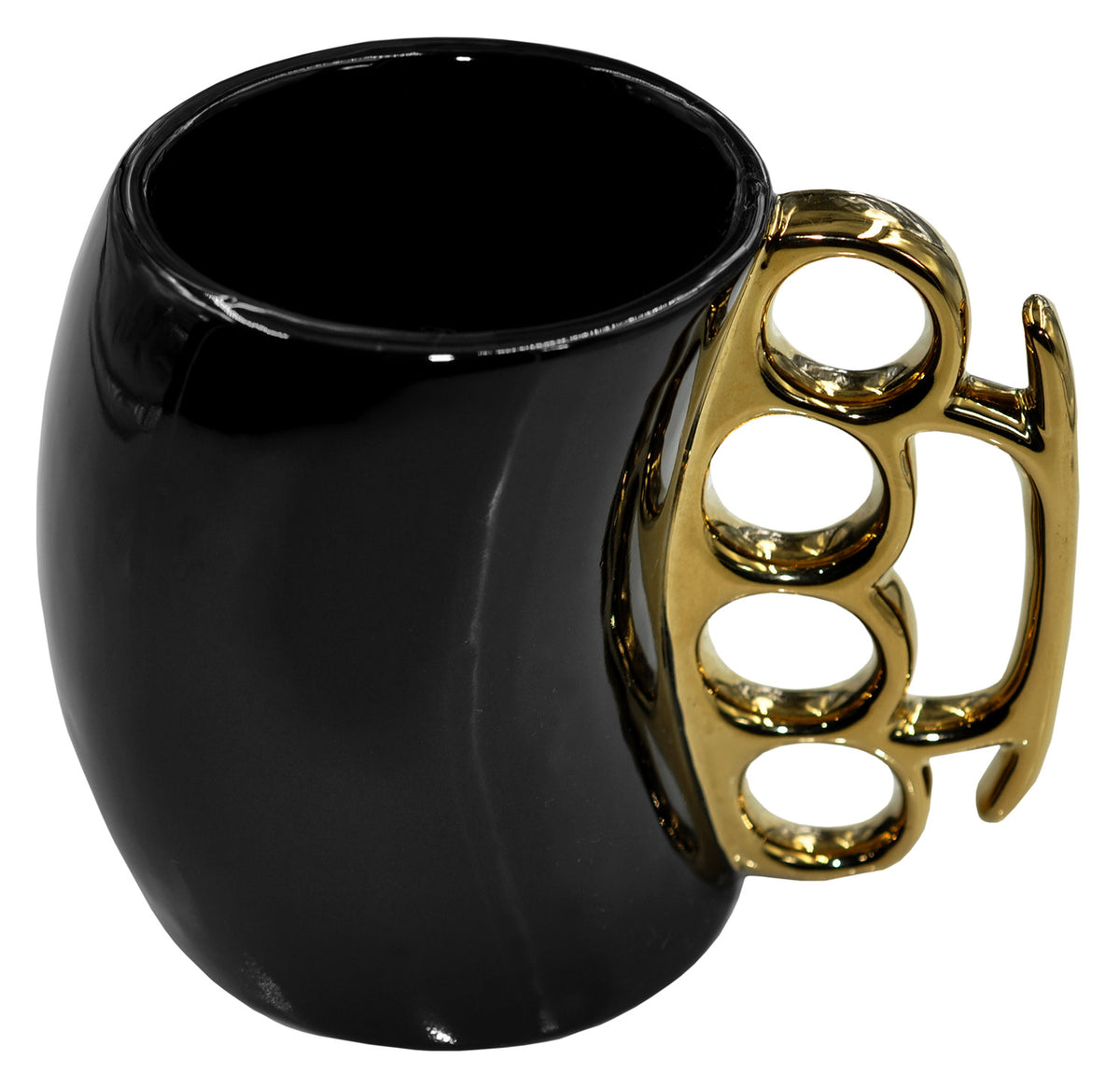 Caliber Gourmet CBGM1026 Brass Knuckle Ceramic Mug Black Gold - Party Gift
