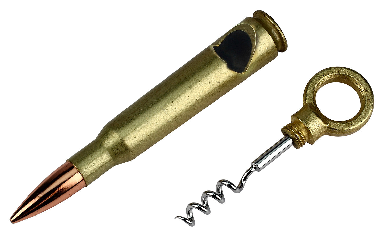 Caliber Gourmet CBG1003 50 Caliber Bullet-Shaped Corkscrew Brass Copper