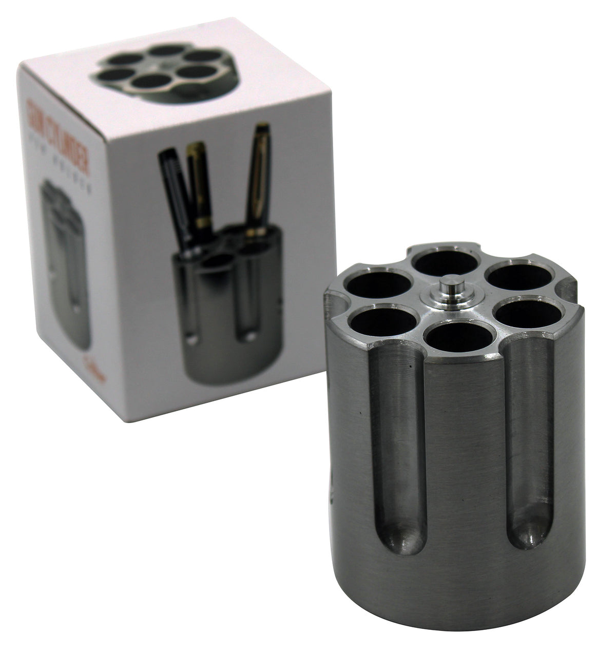 Caliber Gourmet CBG1007BK Black Aluminum Pistol Cylinder Pen Holder 3.25" x 2.75"