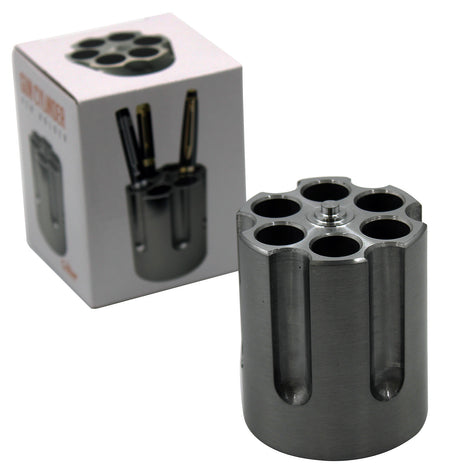 Caliber Gourmet CBG1007BK Black Aluminum Pistol Cylinder Pen Holder 3.25" x 2.75"