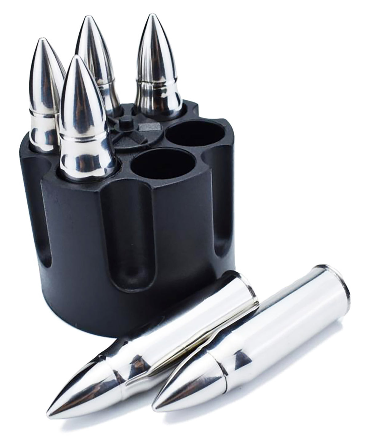 Caliber Gourmet CBG1046B Reusable Bullet-Shaped Drink Chillers Silver Stainless Steel
