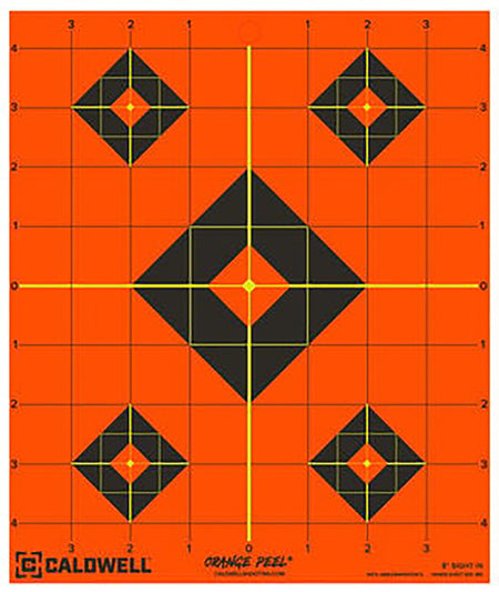 Caldwell 1166103 Orange Peel 8" Diamond Flake-Off Self-Adhesive Paper Shooting Target Black/Orange 25 Pack