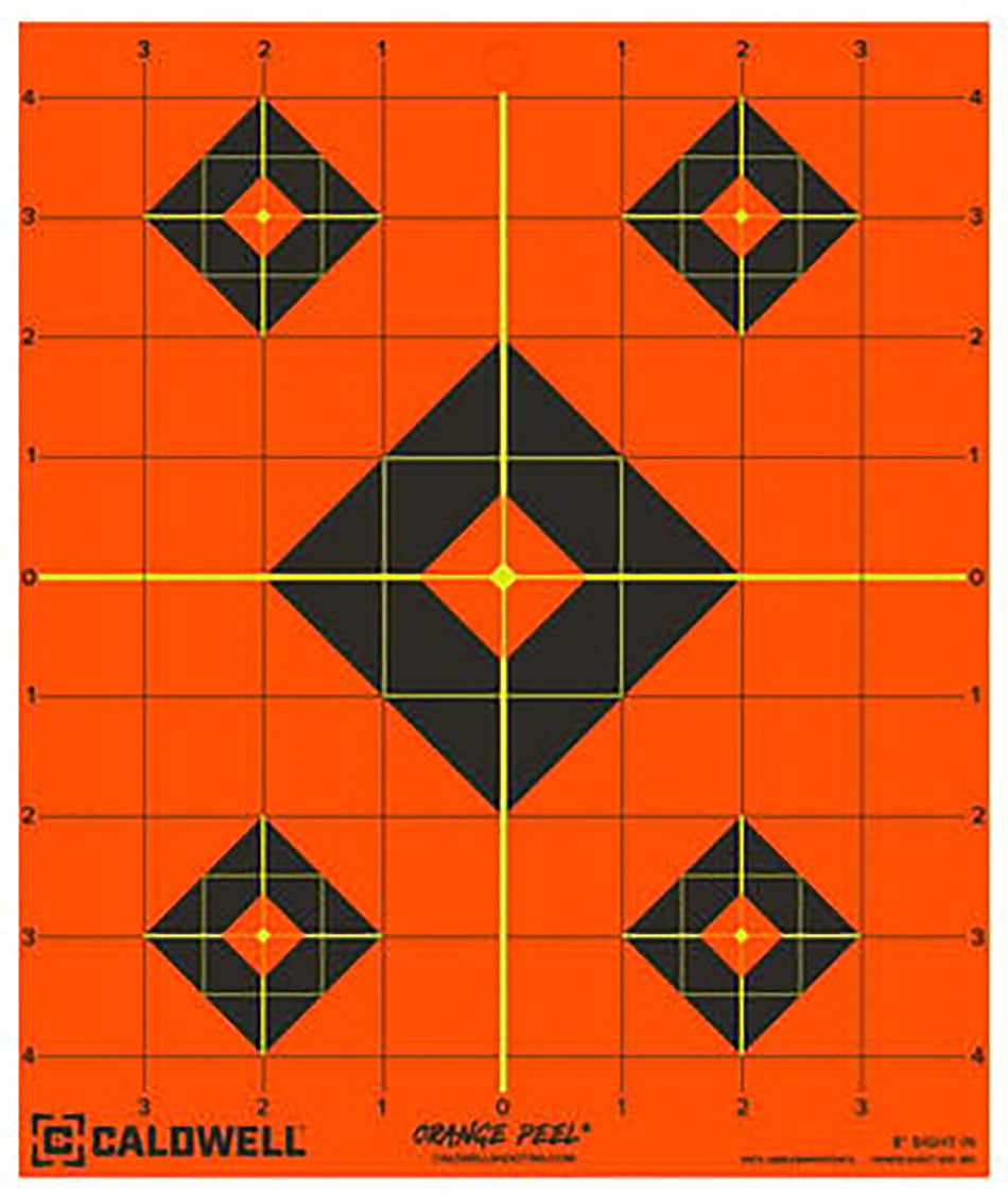 Caldwell 1166103 Orange Peel 8" Diamond Flake-Off Self-Adhesive Paper Shooting Target Black/Orange 25 Pack