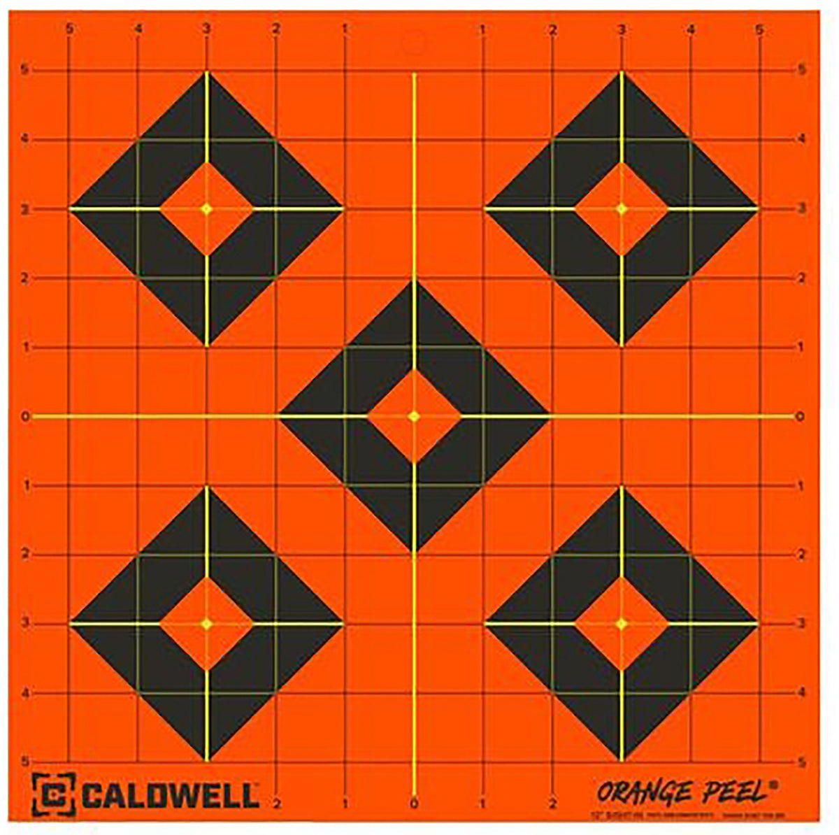 Caldwell 1166104 Orange Peel 12" Diamond Flake-Off Self-Adhesive Paper Shooting Target Black/Orange 5 Pack
