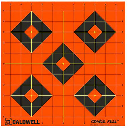 Caldwell 1166104 Orange Peel 12" Diamond Flake-Off Self-Adhesive Paper Shooting Target Black/Orange 5 Pack