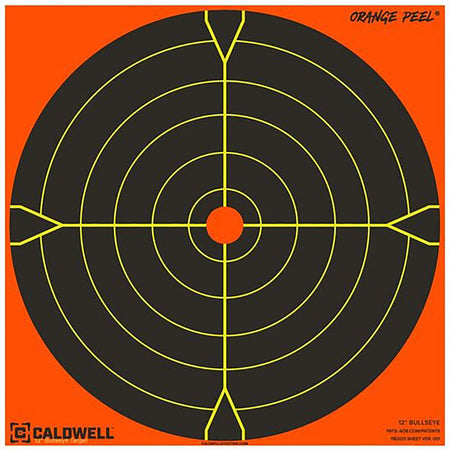 Caldwell 1166107 Orange Peel 5.5" Bullseye Flake-Off Self-Adhesive Paper Target Black/Orange 10 Pack