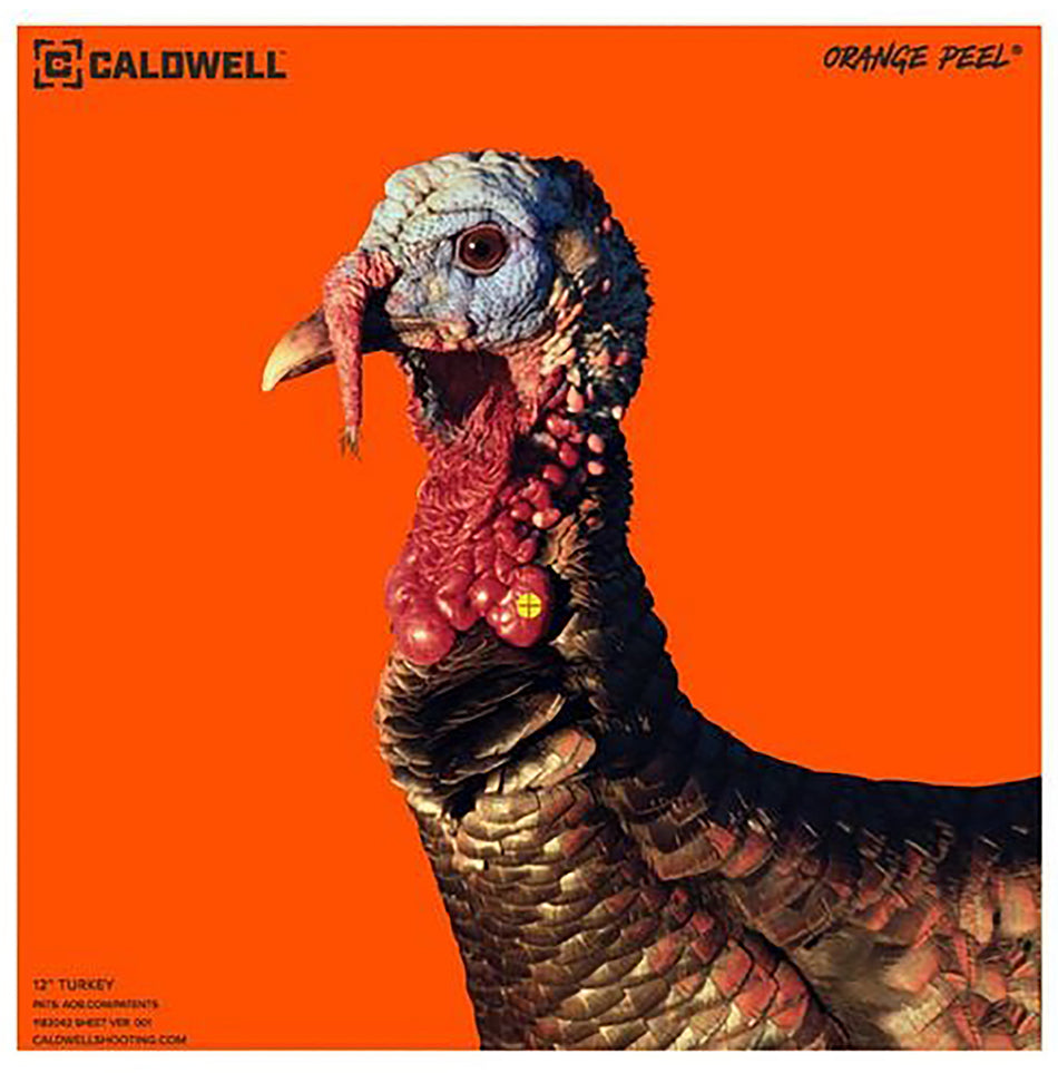 Caldwell 1175518 Orange Peel 12" Turkey Flake-Off Self-Adhesive Paper Shooting Target Orange 5 Pack
