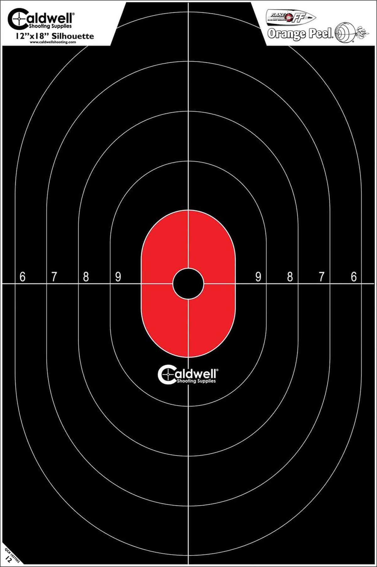 Caldwell 1175522 Center Mass Silhouette Reactive Paper Shooting Target Black/Red 8 Per Pack