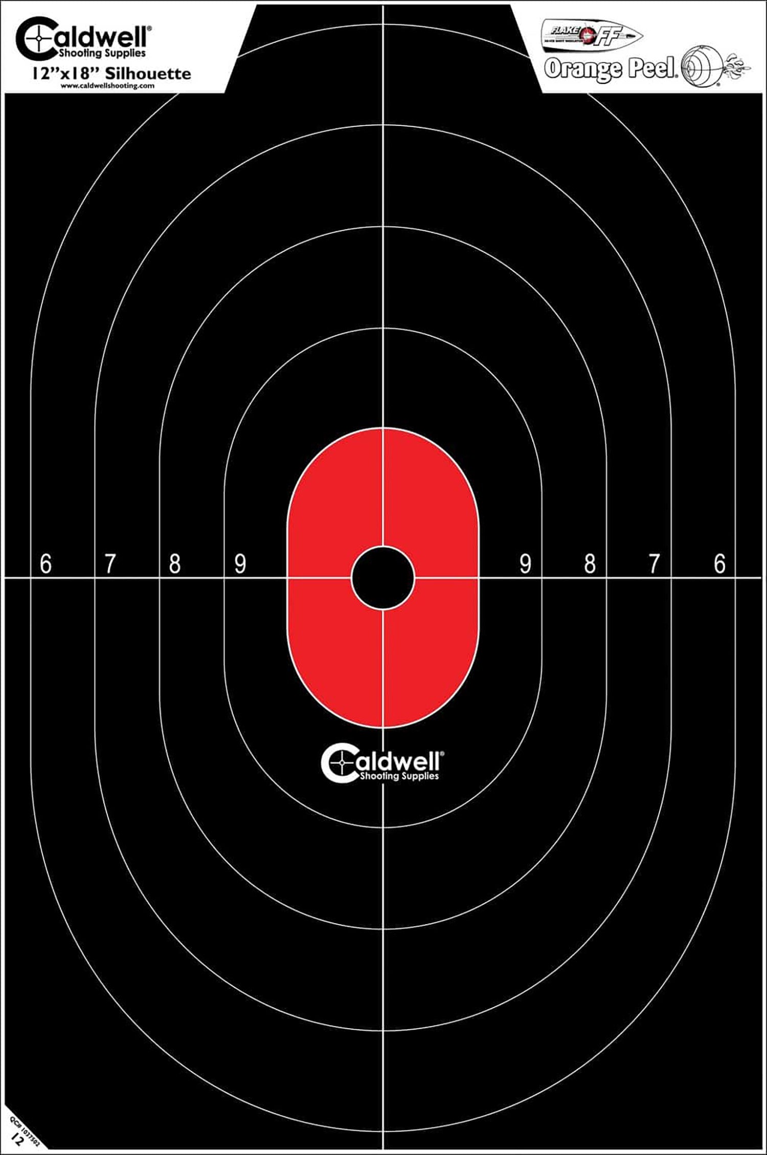 Caldwell 1175522 Center Mass Silhouette Reactive Paper Shooting Target Black/Red 8 Per Pack