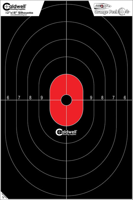 Caldwell 1175522 Center Mass Silhouette Reactive Paper Shooting Target Black/Red 8 Per Pack