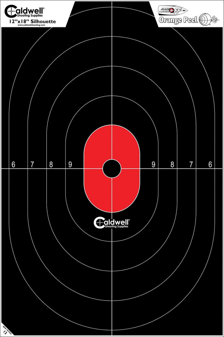 Caldwell 1175522 Center Mass Silhouette Reactive Paper Shooting Target Black/Red 8 Per Pack