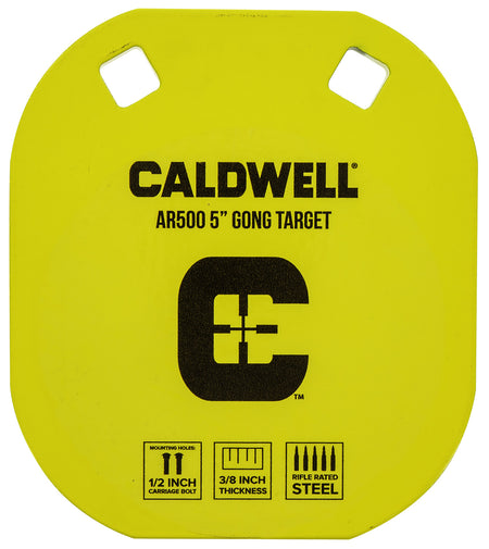 Caldwell 1116700 Yellow AR500 Hardened Steel 5-Inch Gong Hanging Target 0.38" Thick