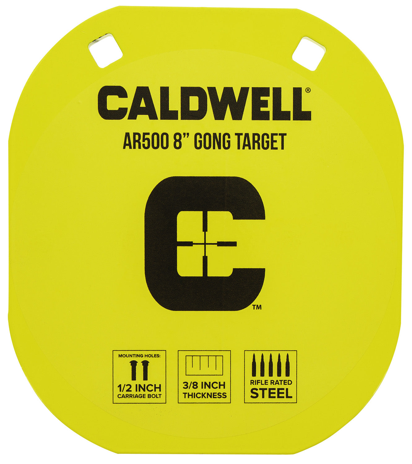 Caldwell 1116703 Yellow AR500 Hardened Steel 8-Inch Gong Hanging Target 0.38" Thick