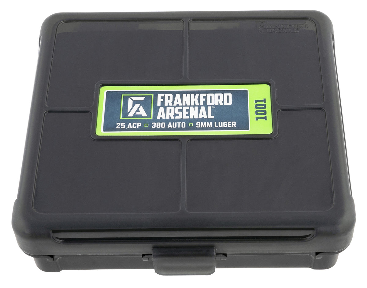 Frankford Arsenal 1083797 Black Polymer Hinge-Top Ammo Storage Box 9mm/380ACP 100rd