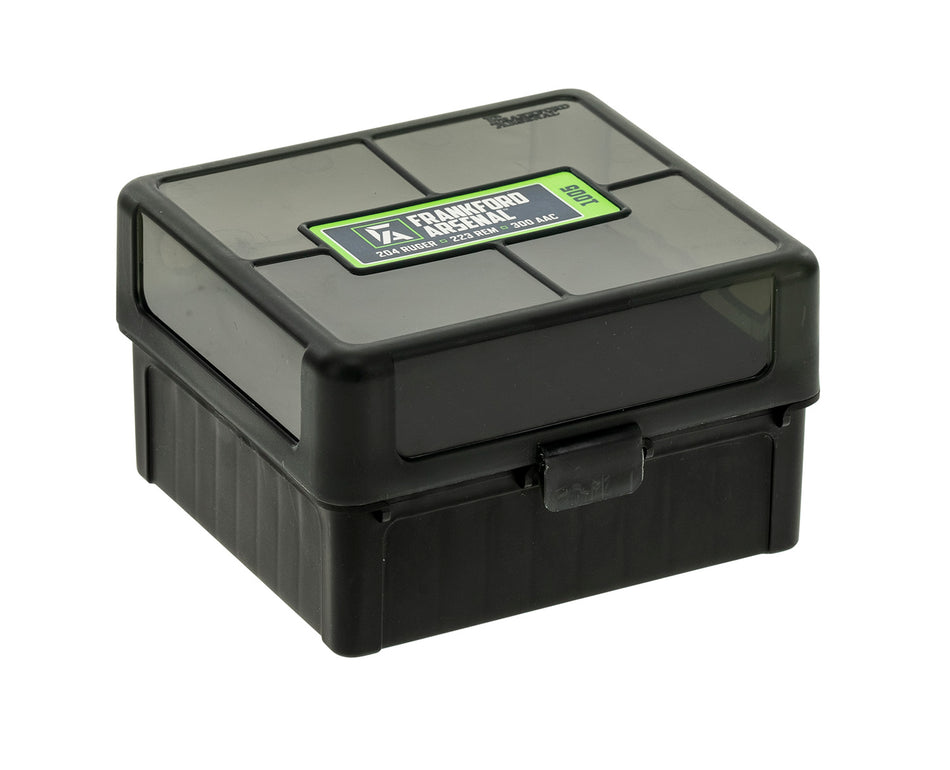 Frankford Arsenal 1083799 Black Polymer Hinge-Top Ammo Storage Box 223Cal/300WinMag 100rd