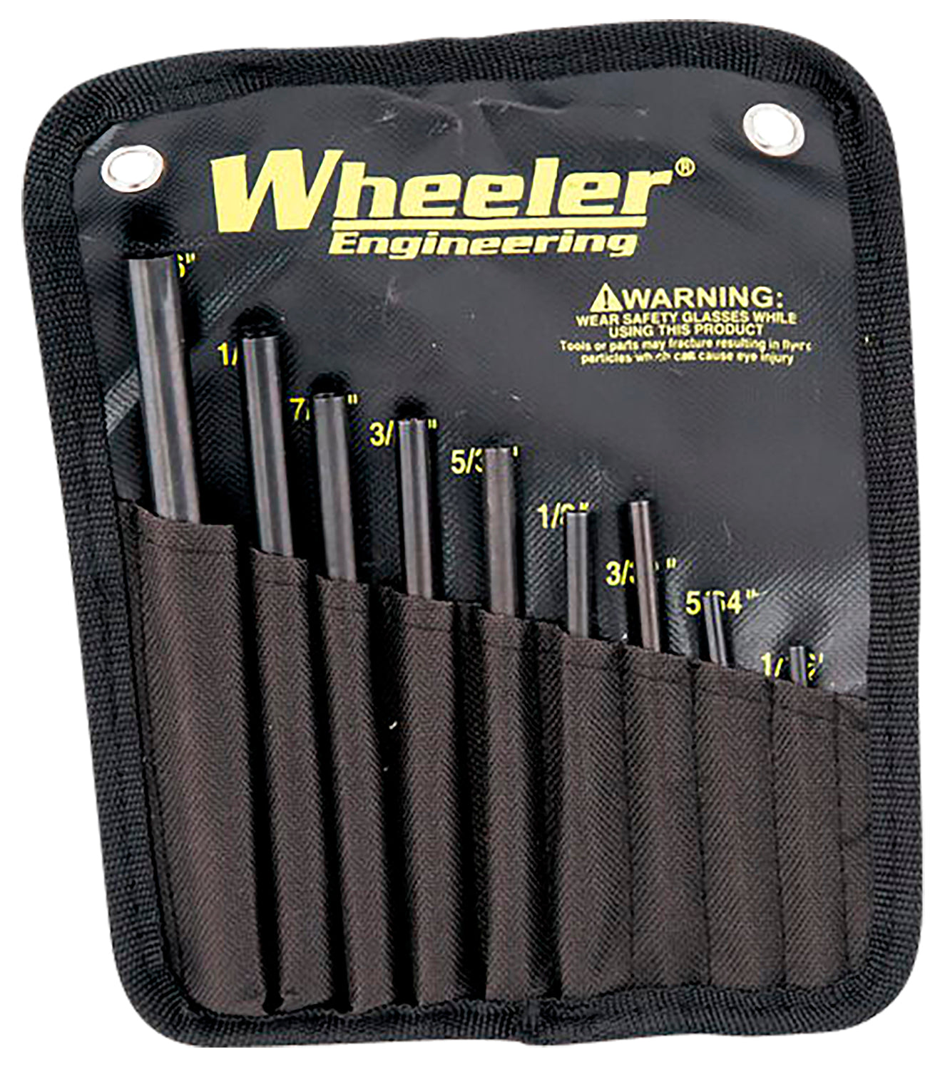 Wheeler 9-Piece Hardened Steel Roll Pin Starter Punch Set with Hemispherical Tips