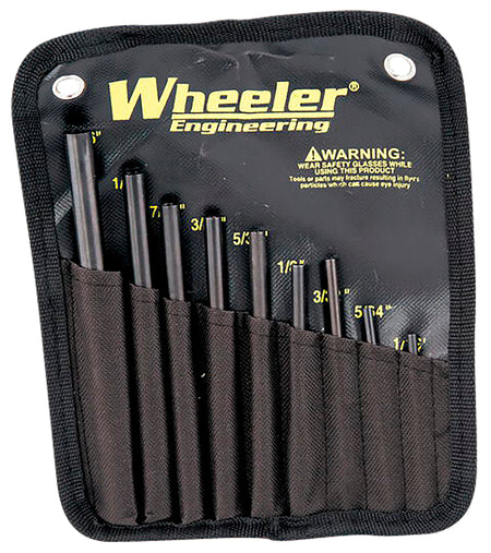 Wheeler 9-Piece Hardened Steel Roll Pin Starter Punch Set with Hemispherical Tips