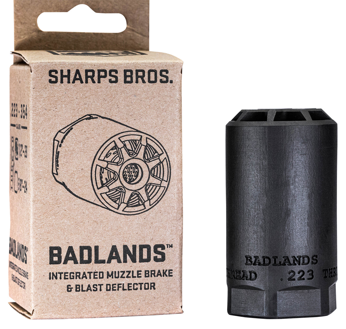 Sharps Bros Badlands Full-Auto Rated Muzzle Brake Blast Deflector 5/8"-24 17-4 Stainless Nitride
