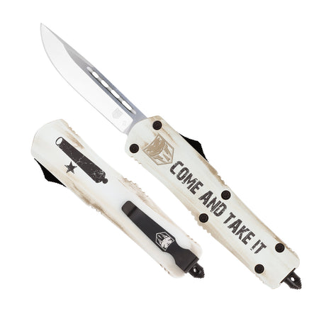 CobraTec Knives Come And Take It Medium FS-3 OTF 3" Drop Point 154CM Blade White Aluminum Cerakoted Handle