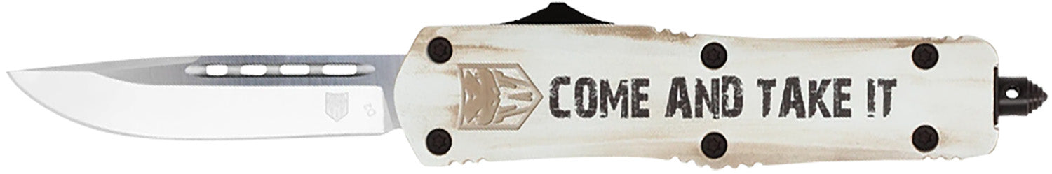 CobraTec Knives Come And Take It Medium FS-3 OTF 3" Tanto D2 Steel White Aluminum Cerakoted Handle