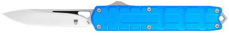 CobraTec Knives Enforcer OTF 3.25" Drop Point Plain M390 Steel Blade Blue Textured Aluminum Handle