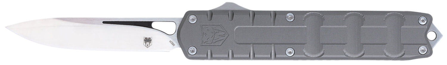 CobraTec Knives Enforcer OTF 3.25" Drop Point Plain M390 Steel Blade Gray Textured Aluminum Handle
