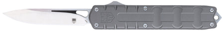 CobraTec Knives Enforcer OTF 3.25" Drop Point Plain M390 Steel Blade Gray Textured Aluminum Handle