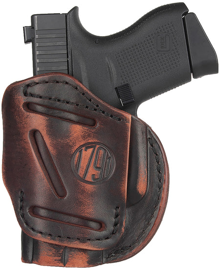 1791 Gunleather 4WH2VTGR 4-Way IWB/OWB Holster Size 02 Vintage Leather, Right Hand - Fits S&W M&P Bodyguard