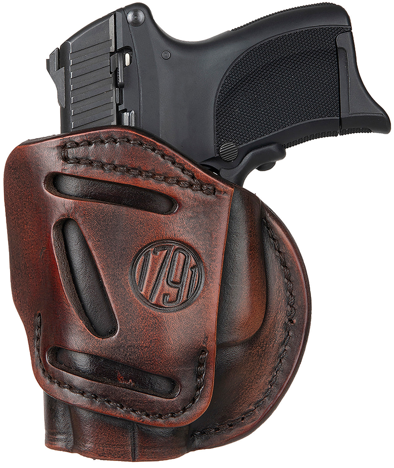 1791 Gunleather 4WH3VTGR 4-Way IWB/OWB Holster Size 03 Vintage Leather, Right Hand - Fits Glock 26 and S&W M&P Shield 2.0