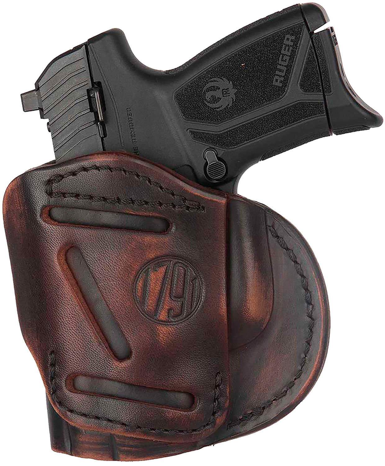 1791 Gunleather 4WH4VTGR 4-Way IWB/OWB Holster Size 04 Vintage Leather - Fits Springfield XDS, XD, Glock 26, and S&W M&P Shield Plus