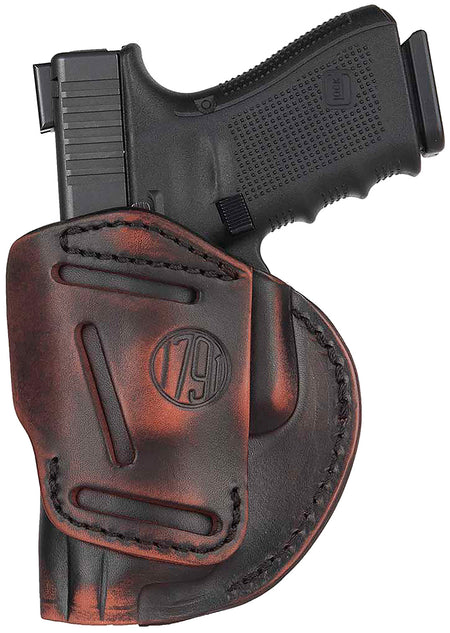 1791 Gunleather 4WH5VTGR 4-Way IWB/OWB Holster Size 05 Vintage Leather, Right Hand - Fits Glock 17, Springfield XD, S&W M&P, HK VP9
