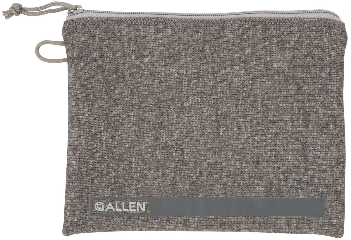 Allen 3627 Gray Full-Size Pistol Storage Pouch Fleece Lined with Lockable Zippers & ID Label