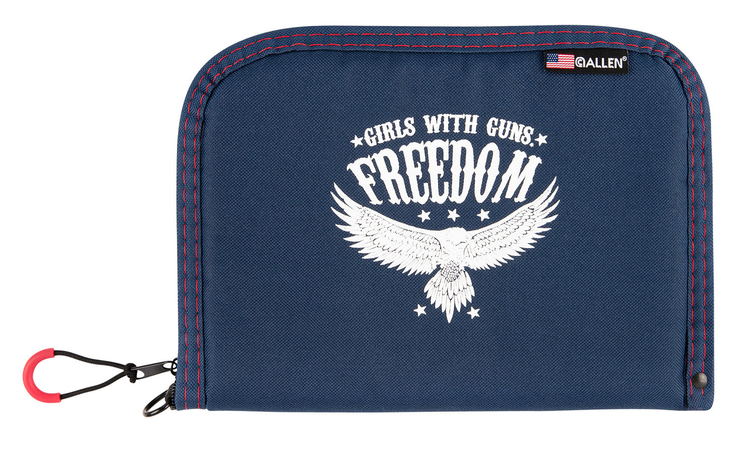 Girls With Guns 9071 Freedom Navy Handgun Case White Letters and Patriotic Design with Dense Foam Padding