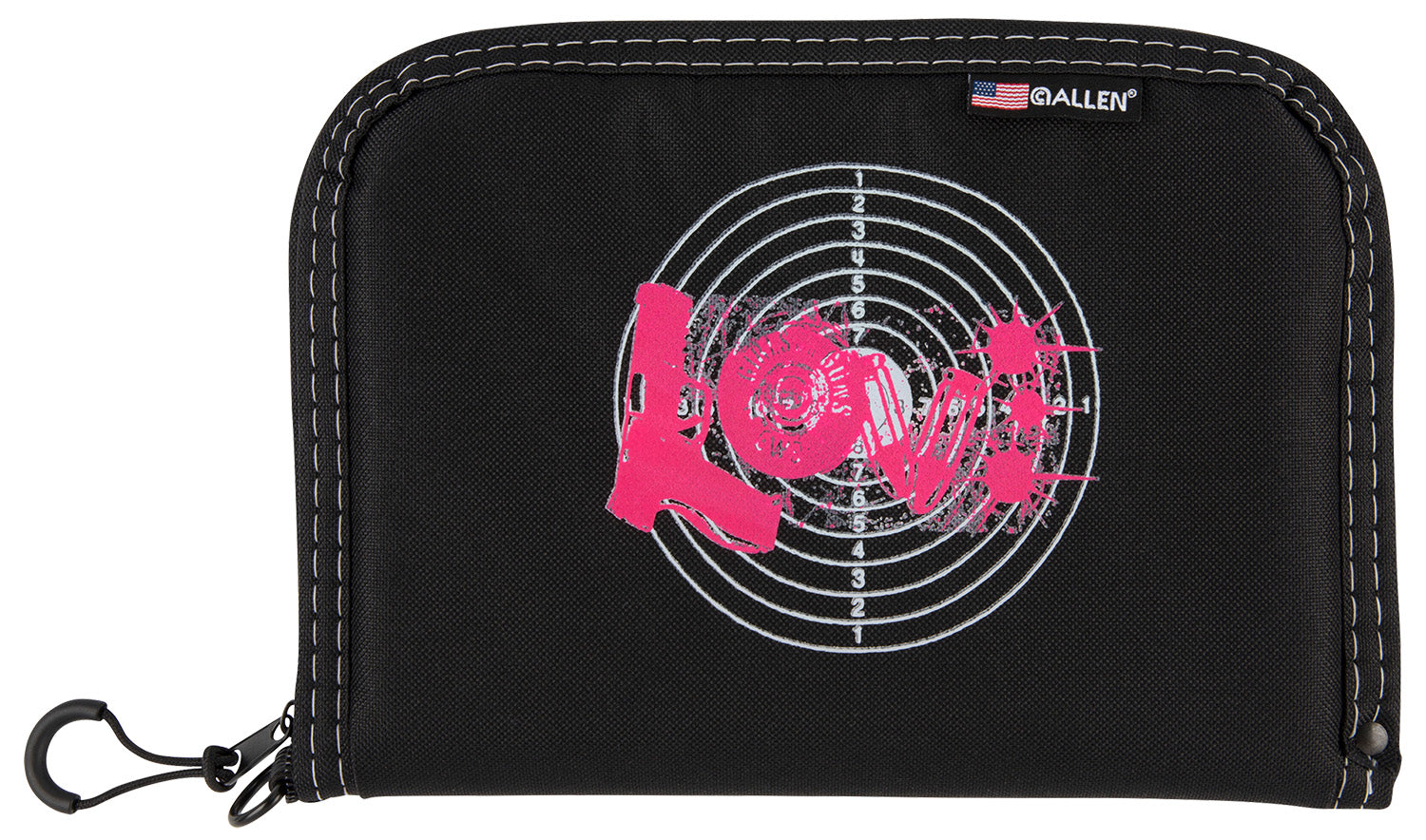 Girls With Guns 9075 Love Black Handgun Case Pink Graphic Lockable Zipper Durable Foam Padding