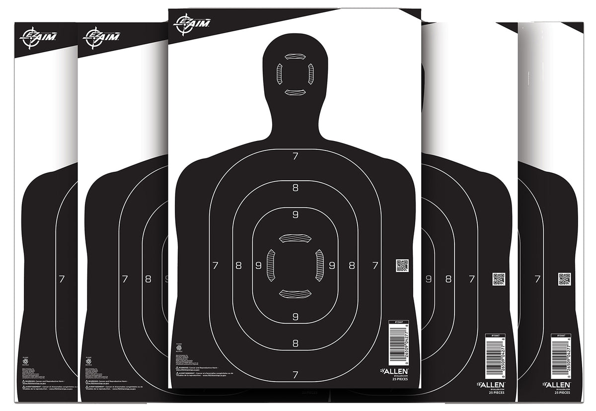 EZ-Aim 15447 Silhouette Hanging Paper Target 12" x 18" Black and White 25 Per Package