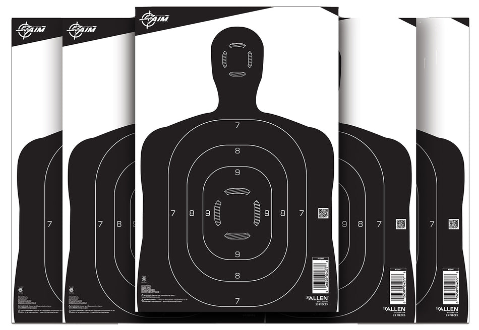EZ-Aim 15447 Silhouette Hanging Paper Target 12" x 18" Black and White 25 Per Package