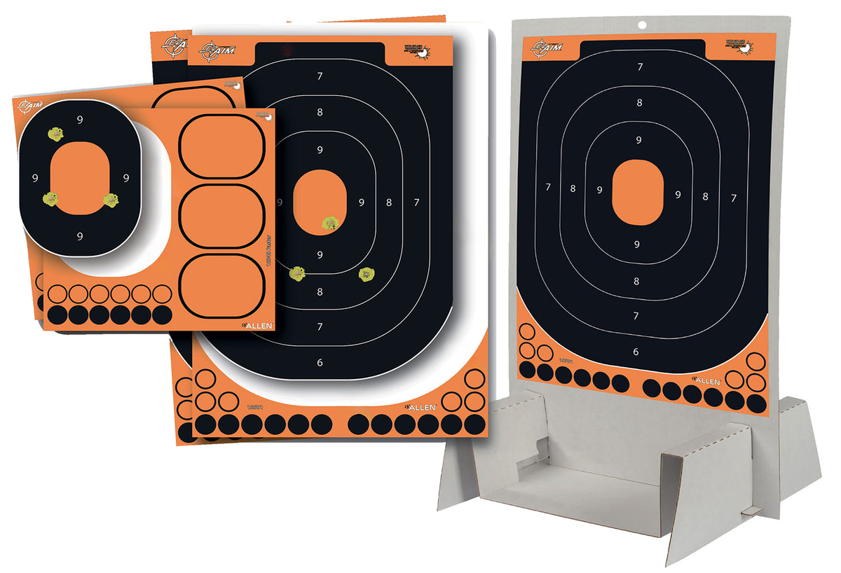 EZ-Aim 15548 Reactive Splash Trainer Kit Self-Adhesive Paper Shooting Target 14" x 22" Oval Black/Orange