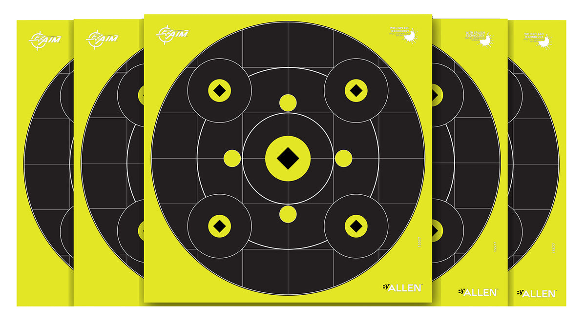 EZ-Aim 15577 Splash Reactive Gallery Bullseye Non-Adhesive Target 12.5" x 12.5" 12 Pack