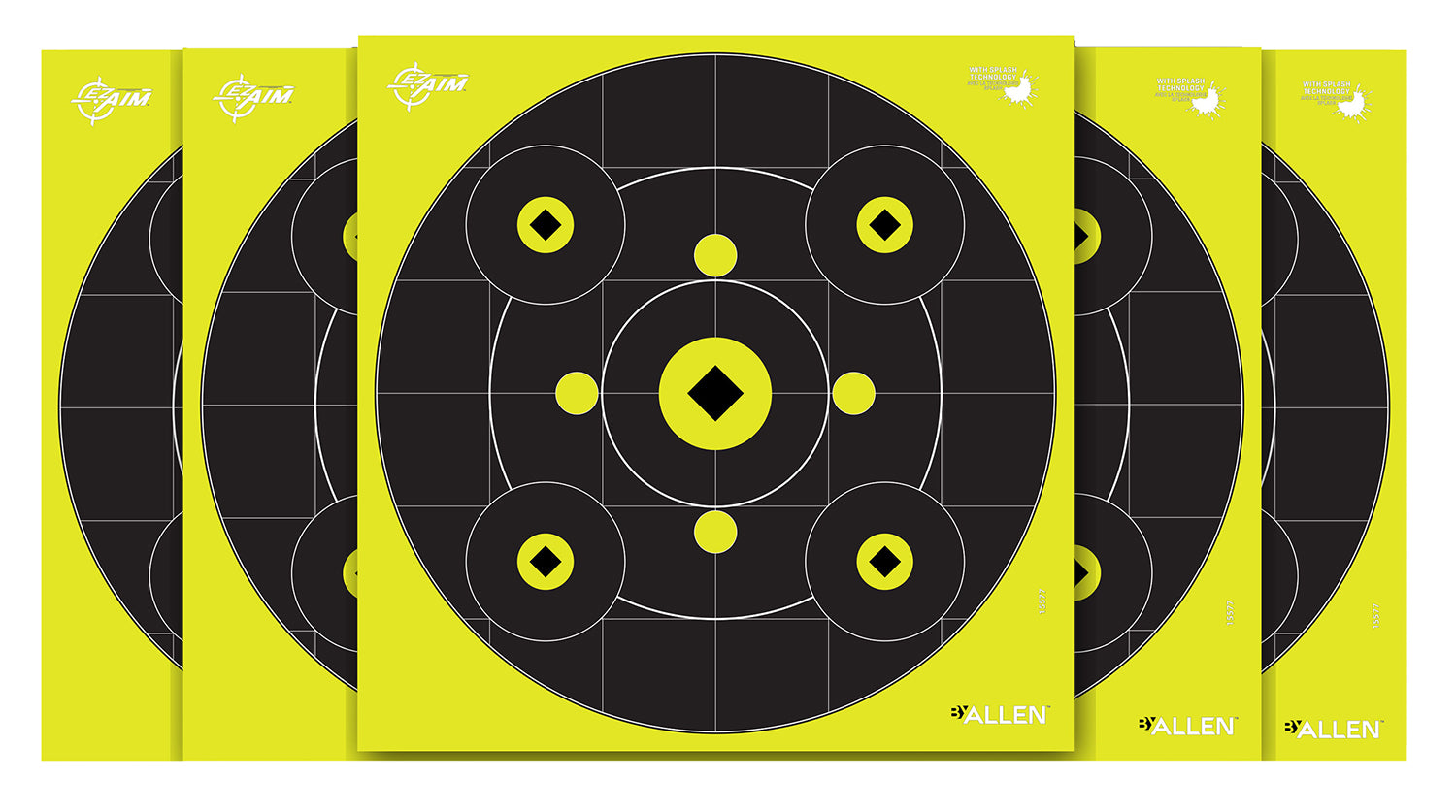 EZ-Aim 15577 Splash Reactive Gallery Bullseye Non-Adhesive Target 12.5" x 12.5" 12 Pack