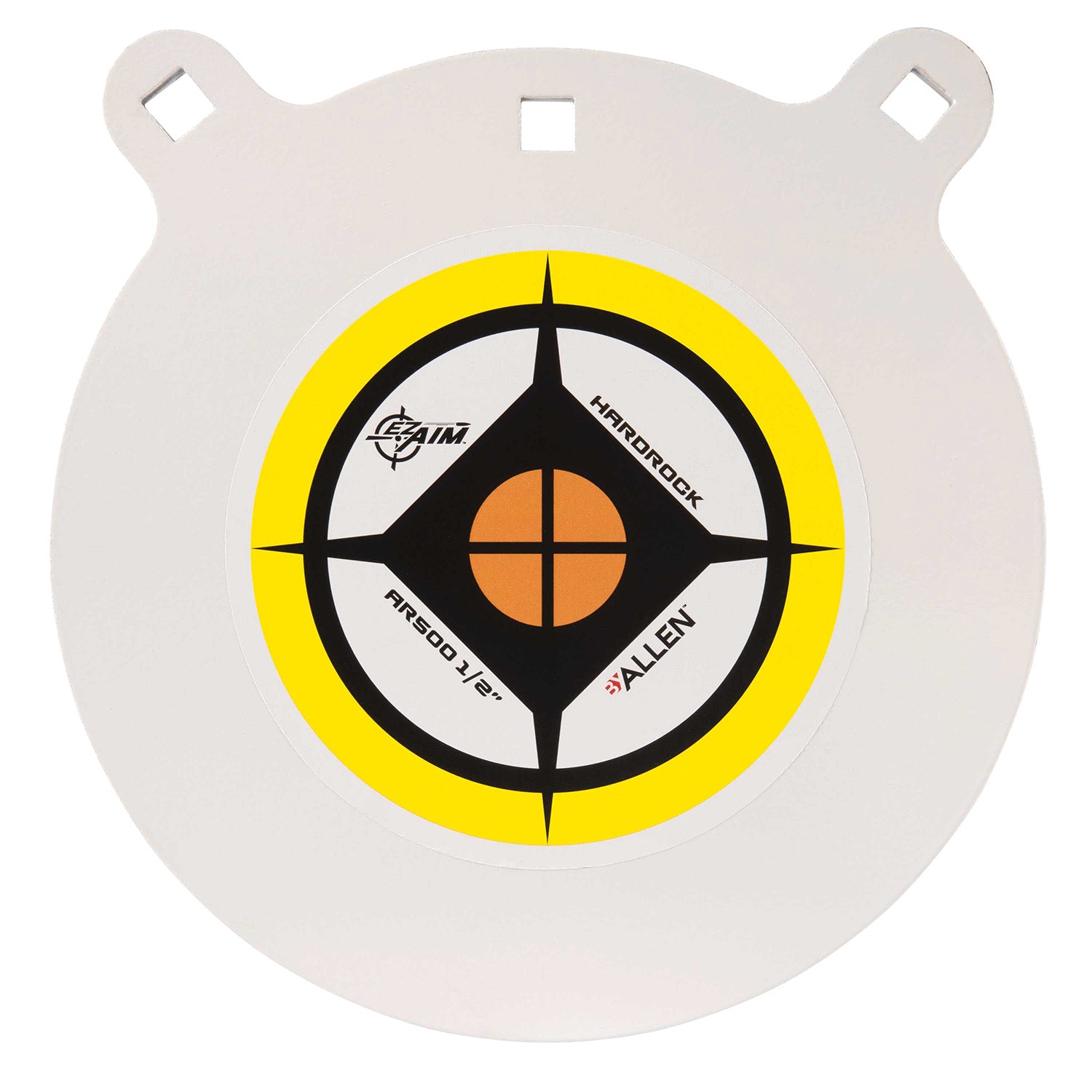 EZ-Aim Hardrock AR500 10-Inch Steel Gong Target, .50" Armor Plate, White/Yellow/Black